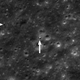 The bright object at center is Chang’e lander and the dark object indicated at left is the Yutu 2 rover. This image was taken by LROC on June 3, 2019.